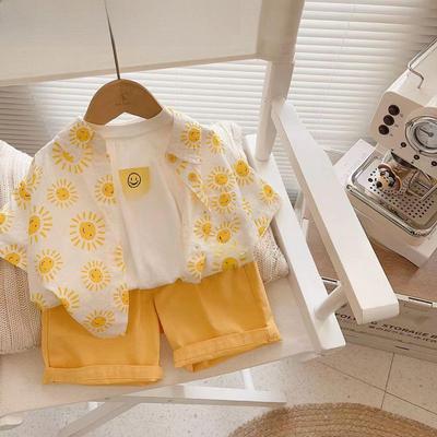 Little Sun Kinder Sommer Baumwoll Revers Shirt - Jungen Kurzarm Baby Top