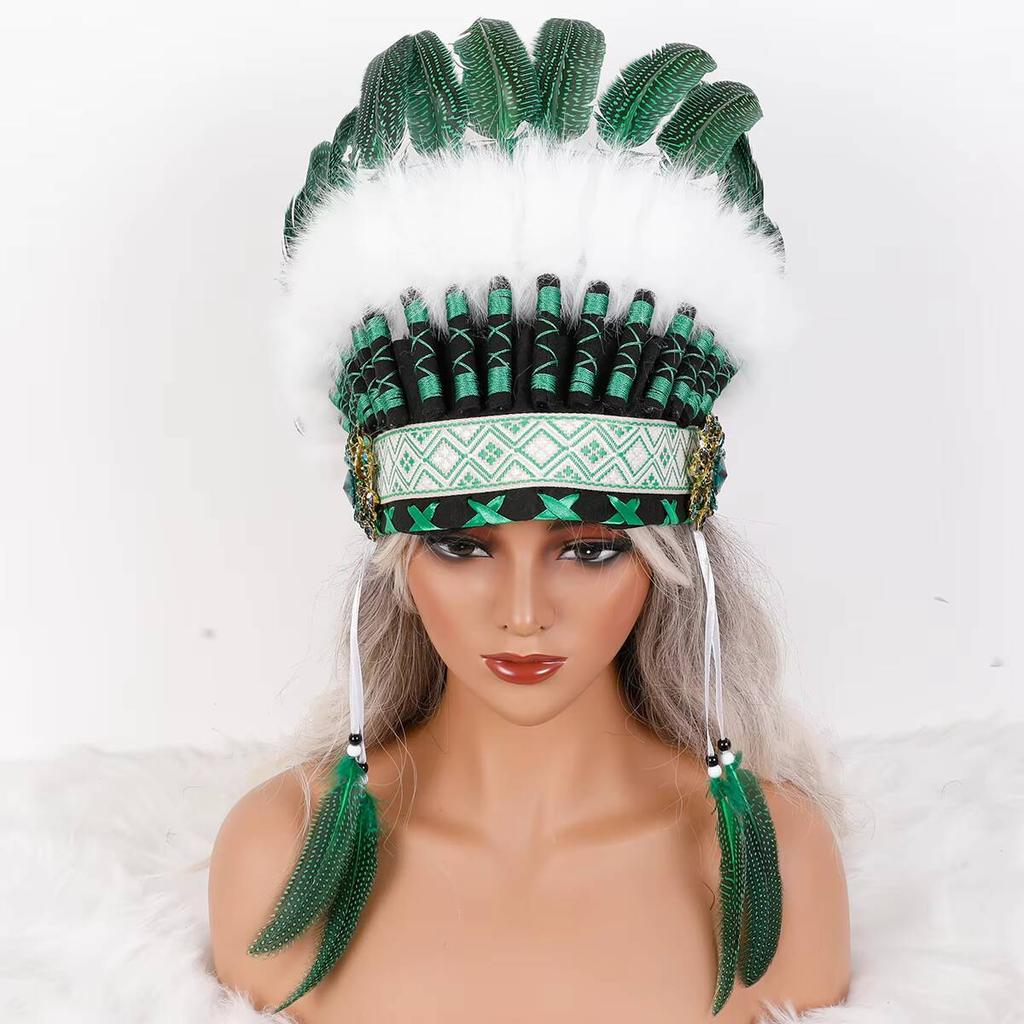 Comfortable Soft Native American Style Indian Feather Headband Headdress Halloween Accessories Customizable Color Size
