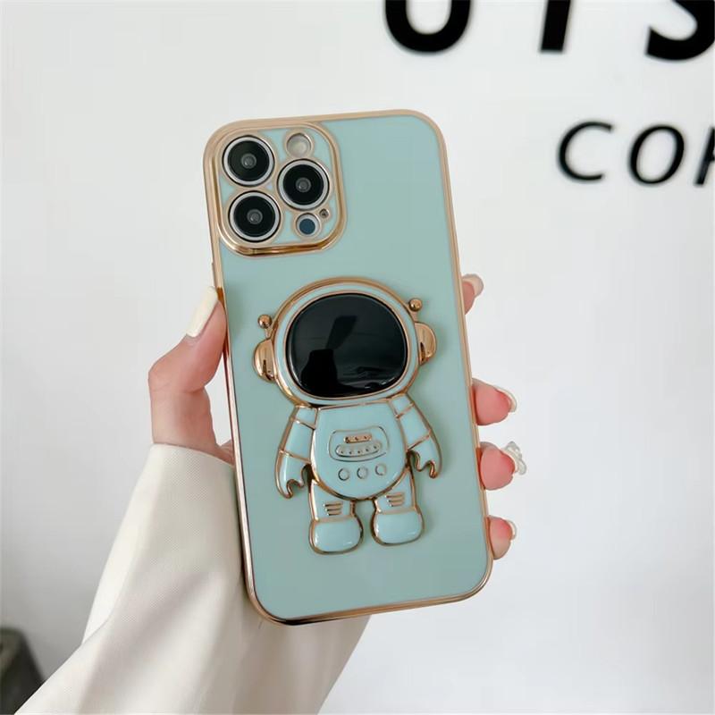 For iPhone 16 15 14 Pro Max Honor 200 X6a X6b X8a X9a Samsung A14 A15 S24 Redmi Note 13 12 3D Astronaut Kickstand Soft Full Lens Protect Phone Case