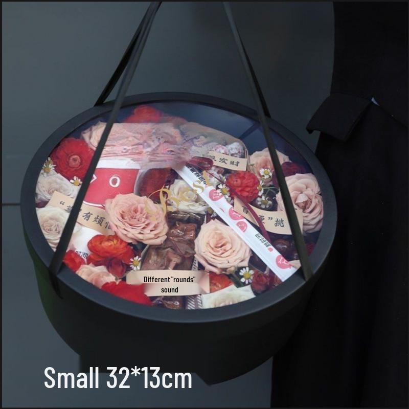 Transparent Handheld Round Flower and Fruit Gift Box Packaging