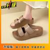 Height increase fashionable versatile thick-bottomed one-word cool slippers 2025 new summer wear light wedge slippers women
