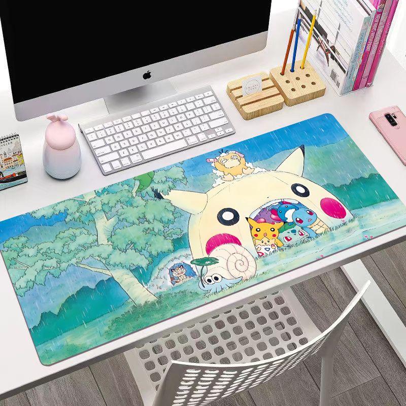 Anim Pokmon Pikachu Leather Mouse Pad Pokmon Gaming Extra Large Gaming Keyboard Desktop Pad Childrens Writing Table Mat