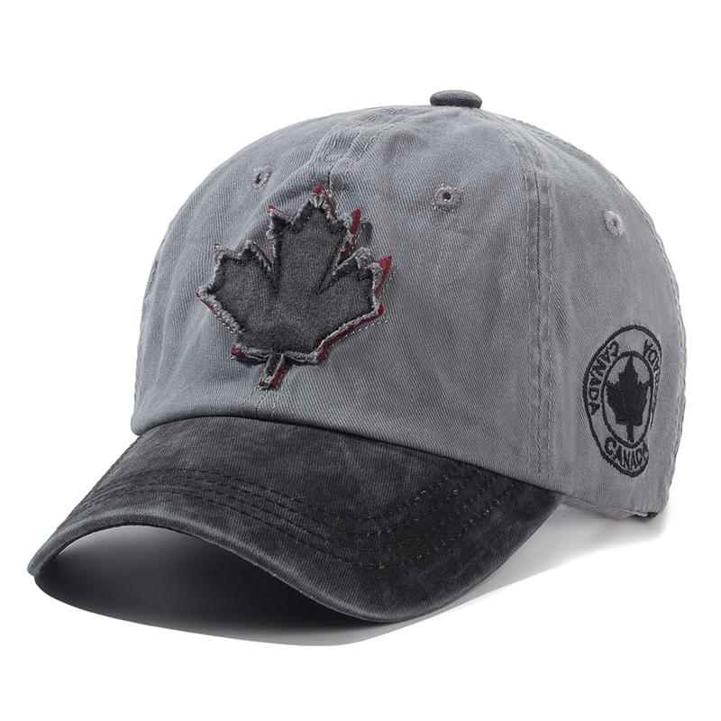Unisex Washed Cotton Vintage Cap Maple Leaf Embroidery Baseball Caps Men Women Outdoor Sports Hat
