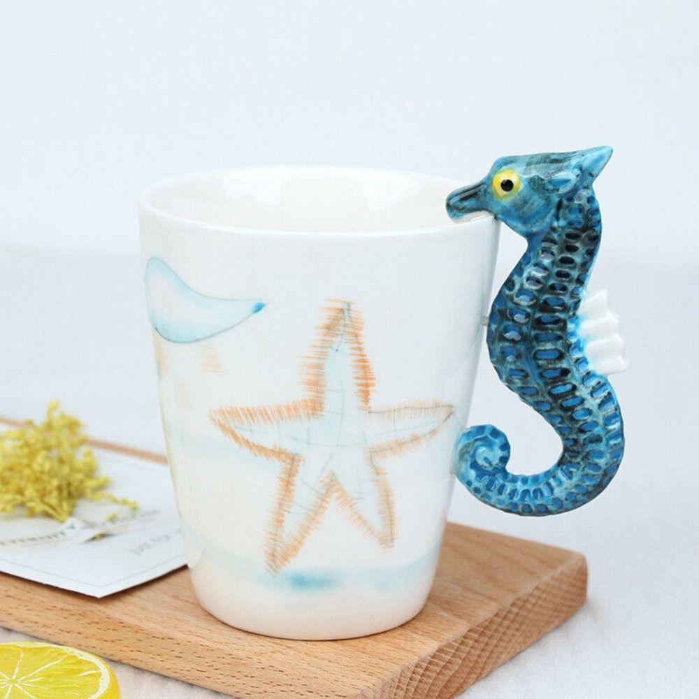 Kubek ceramiczny 3D stereoskopowy nowy z uchwytem malowidła kubek ze zwierzętami triceratops krab kubek śniadaniowy na herbatę/kawę/mleko kubek