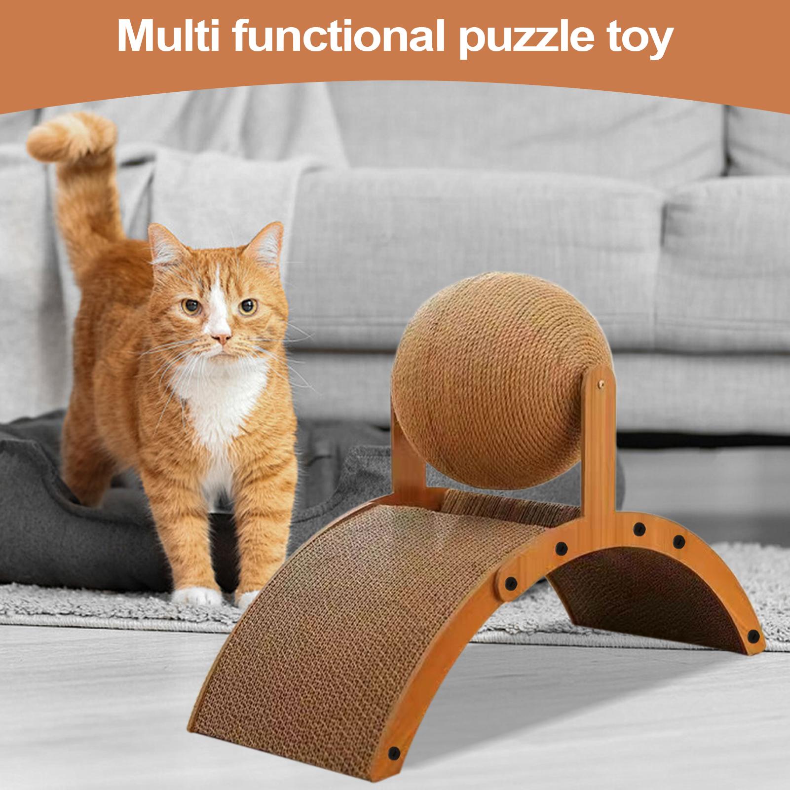 1PC Cat Scratcher Ball Cat Scratching Ball Scratcher Toy with Ball for Cats And Dogs, Interactive Solid Wood Scratcher Toy China Mainland
