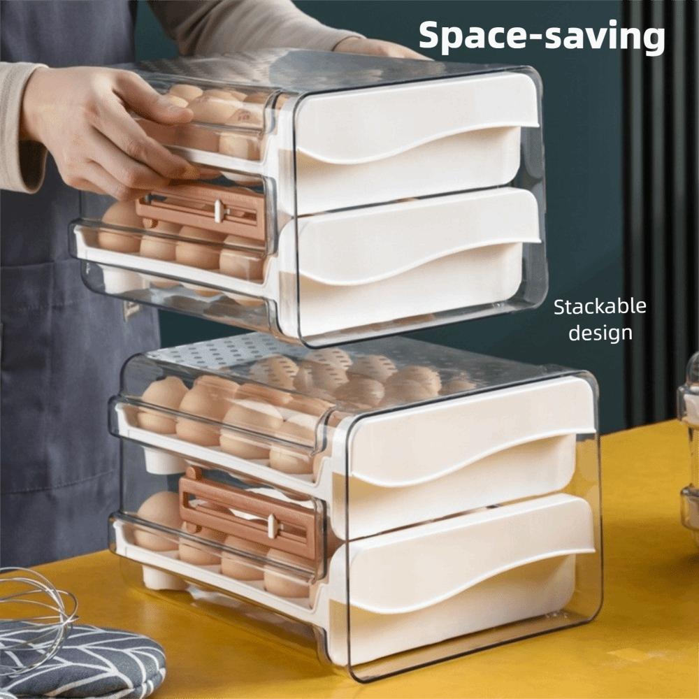 Space Saving Egg Fresh Storage Box Large Capacity Drawer Style Egg Storage Box  Food Preservation