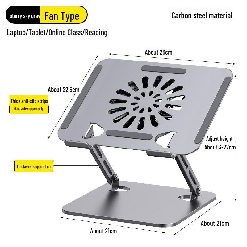 "Verstellbarer 360° drehbarer Laptopständer mit Wärmeableitung und Ablagefach"