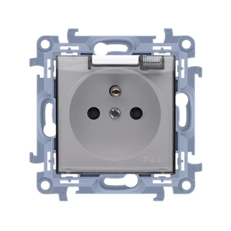 Simon 10 White - Single Splash-proof Socket with Transparent Flap CGZ1B.01/11A