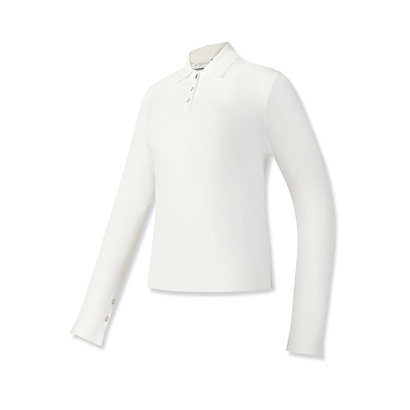 FILA Golf Series Fashion Simple Classic Casual Sports Versatile Comfortable Knitted Sweater Women sweater Jade-White A11W615418FWT