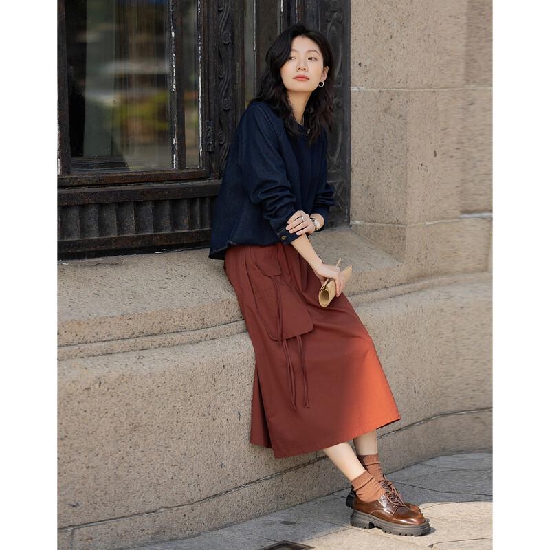 DeMana Elegant Cotton Workwear A-Line Skirt M