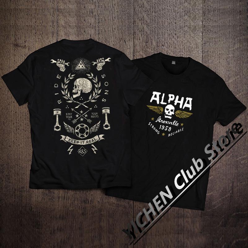 Europäisches und amerikanisches Motorrad Heavy Duty Kurzarm-T-Shirt Herren Rock Max Retro Baumwolle Harley Motorrad Print Herren Top