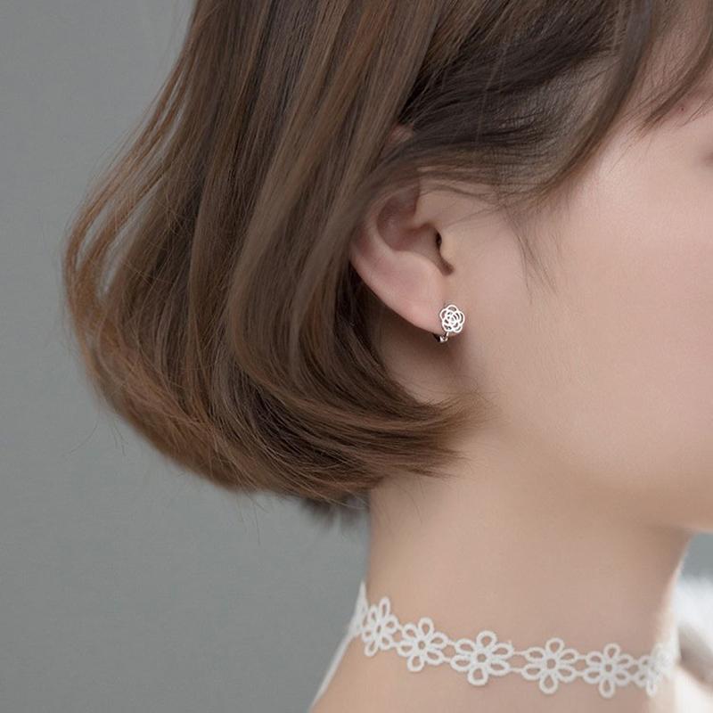 Silver Color Butterfly Flower Bow Zircon Earrings Women Luxury  Gorgeous Jewelry Accessories