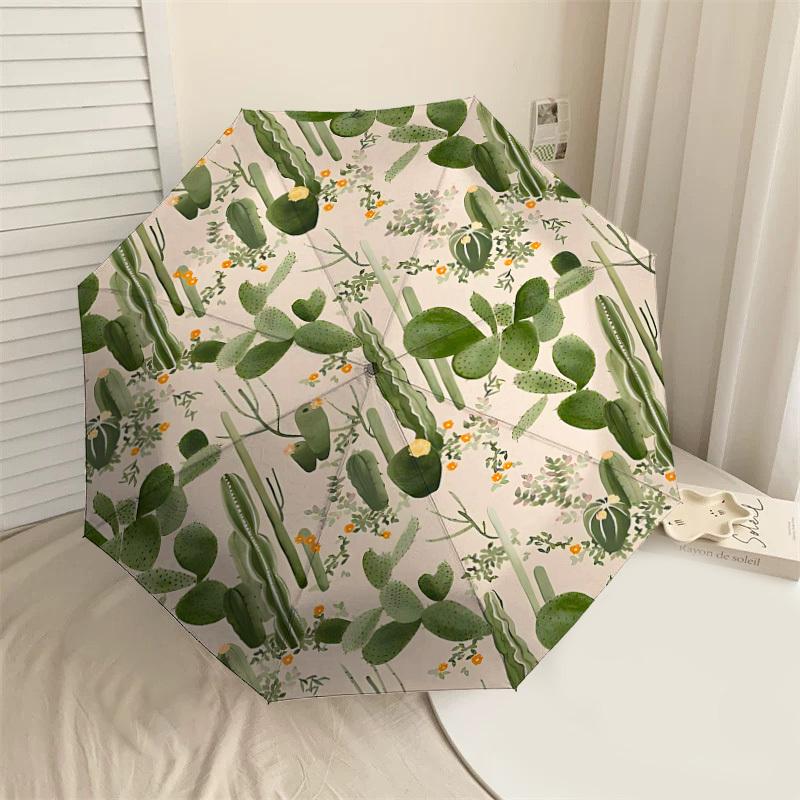

1PC Cactus Flowers Umbrella-8-Rib Reinforced, Automatic Open, Lightweight & Durable, Cute Fashion Accessory for Outdoor-P23