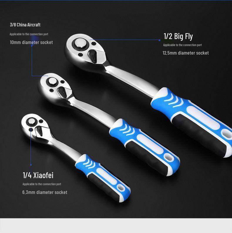 Set de scule multifuncțional cu clichet și chei tubulare pentru reparații auto și motociclete