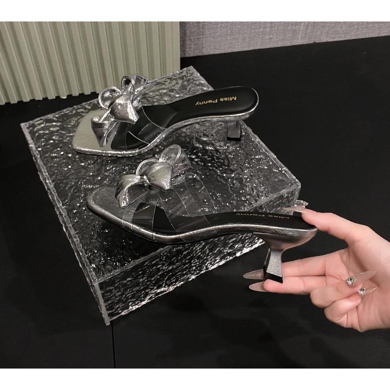 Elegant Flower Women Slippers High Heels Square Toe Official Shoes Fashion Pumps 2026 New Trend Spring Designer Women Sandals