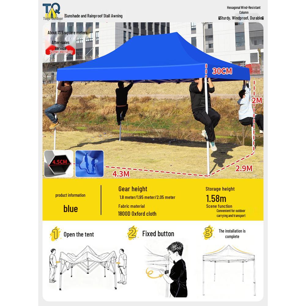 Retractable Four-Legged Canopy Tent: Sunshade & Rainproof Folding Umbrella for Outdoor Use.
