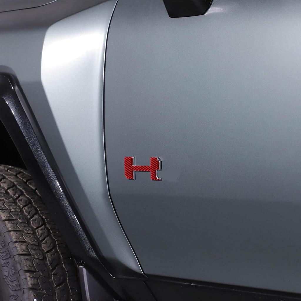 for Hummer EV Accessories Auto 2 Side Doors Body Sticker 3D Badges 2PCS Compatible with Hummer EV 2024 Real Carbon Fiber Decorative Decals (Style A