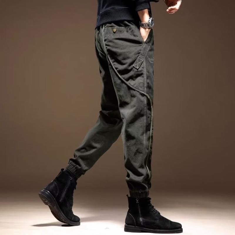 High-end army green tooling pants men's autumn and winter tide brand loose large size leggings