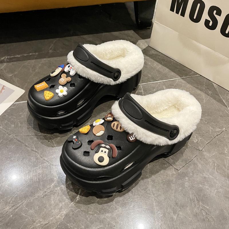 Damskie zimowe buty bawełniane na grubej podeszwie, ocieplane polarem, antypoślizgowe, podwyższające, codzienne