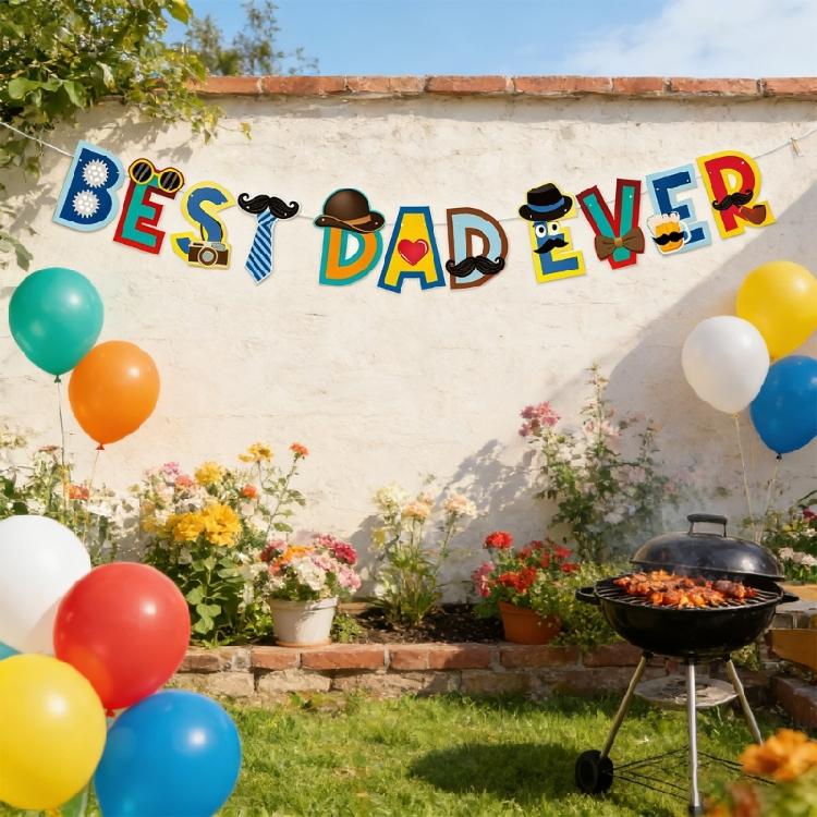 Customizable Father's Day Celebration Decoration With Bright Color Large Backdrop Banners Accessories