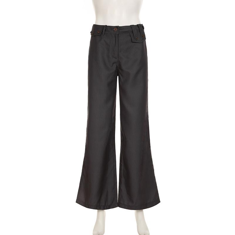 

Y2K женские полосатые брюки для костюма, модные весенние повседневные винтажные узкие брюки-клеш, офисные женские базовые наряды S темно-серого