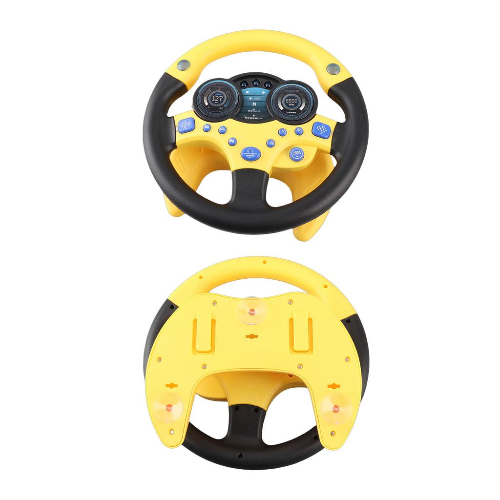 Simulation Steering Wheel Children Early Education Initiation Toy with Base Birthday GiftsYellow