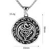 Vintage Stainless Steel Men's Pendant Celtic Knot Double Sided Dragon Round Medallion Necklace