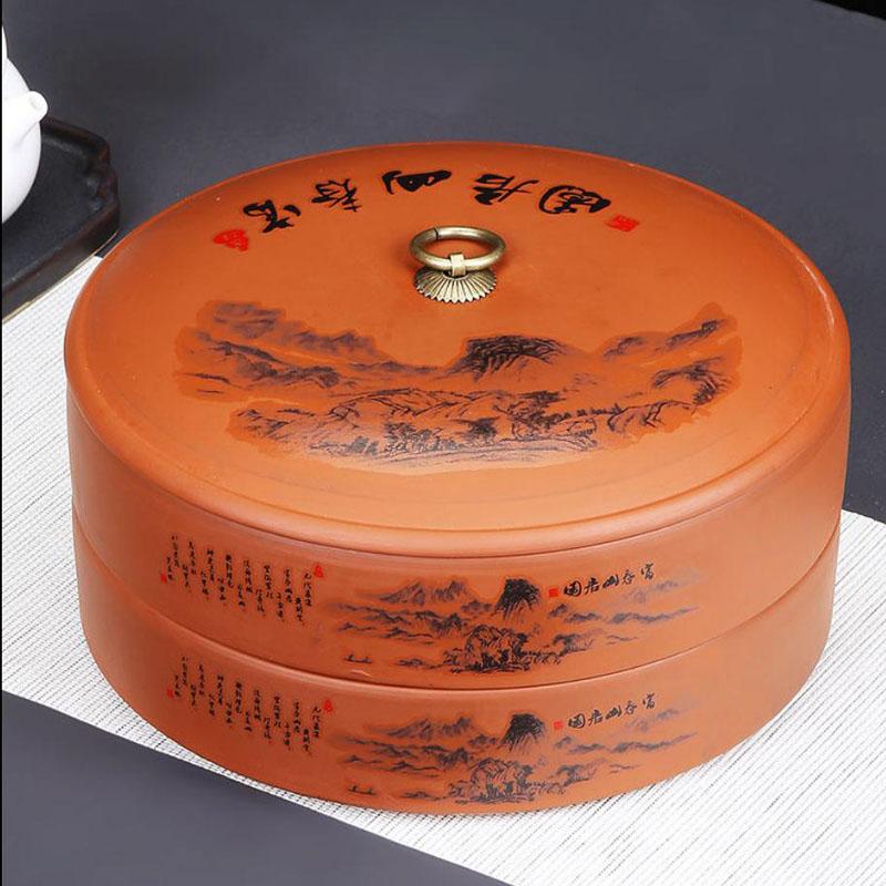 Tea Cake Storage Box Multi-Layer Ceramics Sealed Tank Snack Storage Case Elegant Printing Tea Caddy  Nut Coffee Bean Organizer