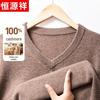 Hengyuanxiang Men's Thick 100% Cashmere V-Neck Sweater