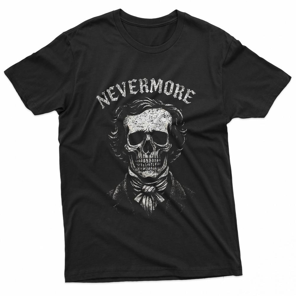 Gothic Edgar Allan Poe Skull Nevermore Quote Art Horror Gift TShirt Unisex T-Shirt S