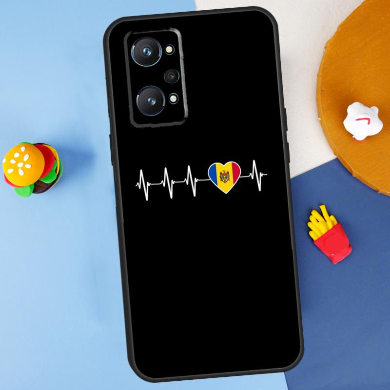 Moldova Flag For Realme C55 C67 C61 C75 C53 C51 C21Y C25S GT 6 6T 5 GT7 Pro 10 11 12 13 14 Pro Plus Case