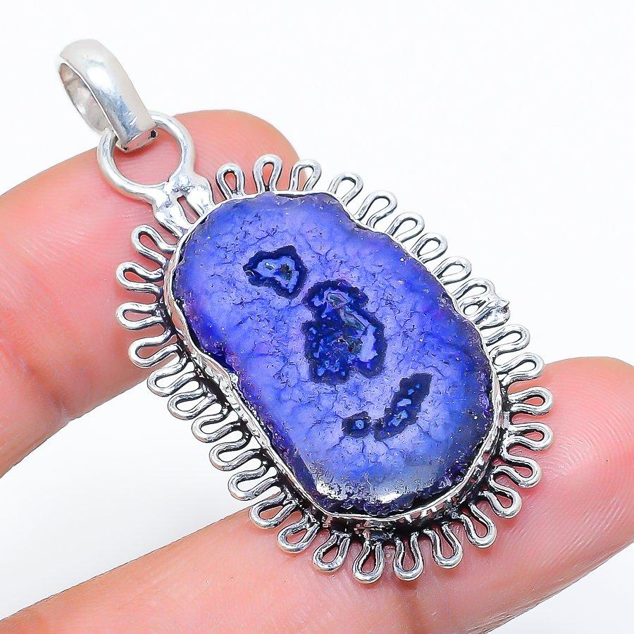 

Blue Solar Quartz Handmade 925 Sterling Silver Jewelry Pendant 1.85 V3C17