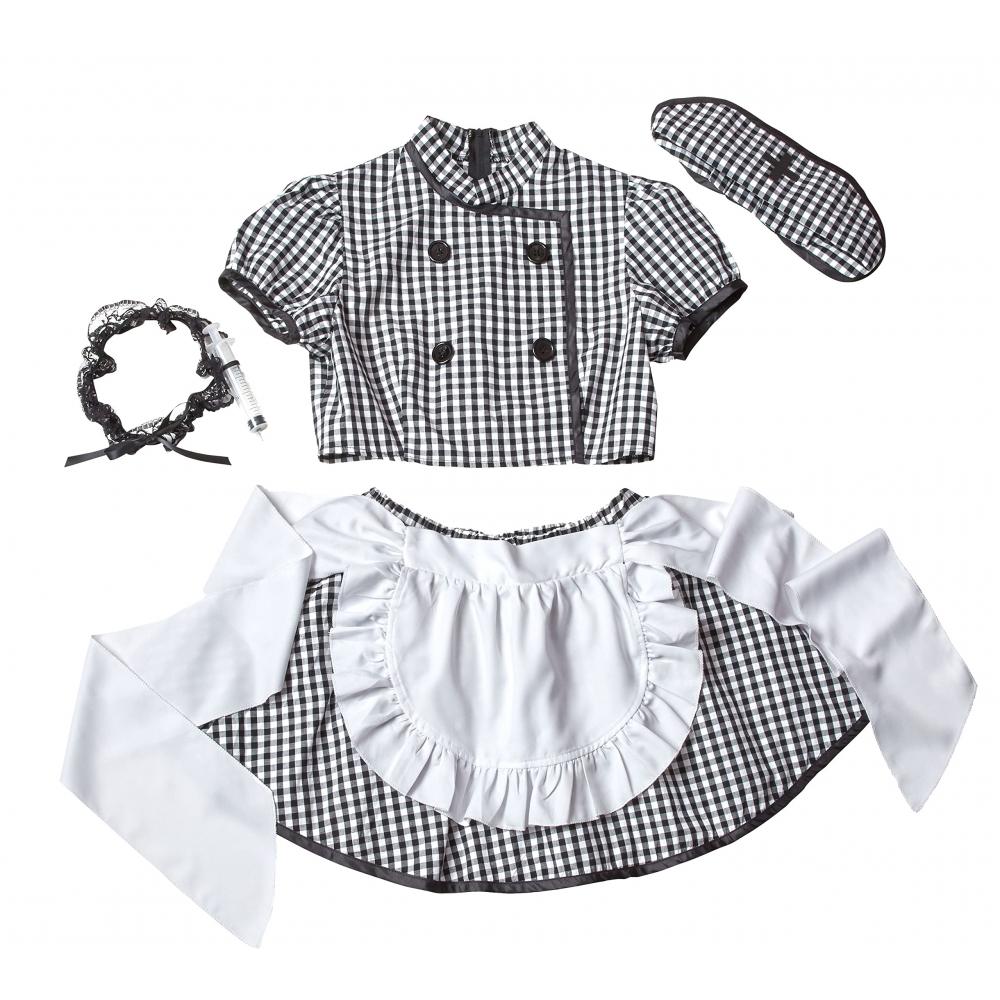 [Clear Stone] Lyrical Palette Cosplay Checkered Nurse Maid Women's Black