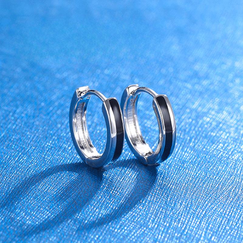 

Серьги из стерлингового серебра, мужские, высокого качества, S925, интересный дизайн, классные, красивые, черные, полосатые, для сна, не нужно снимать, клипса для ушей для мальчиков 925