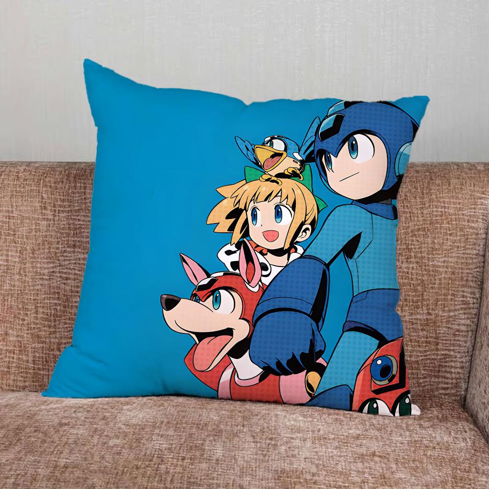 Game M-Megaman R-Rockman Pillow Case For Home Bedroom Car Office Decoration Living Room Sofa Cushion Cover Suitable