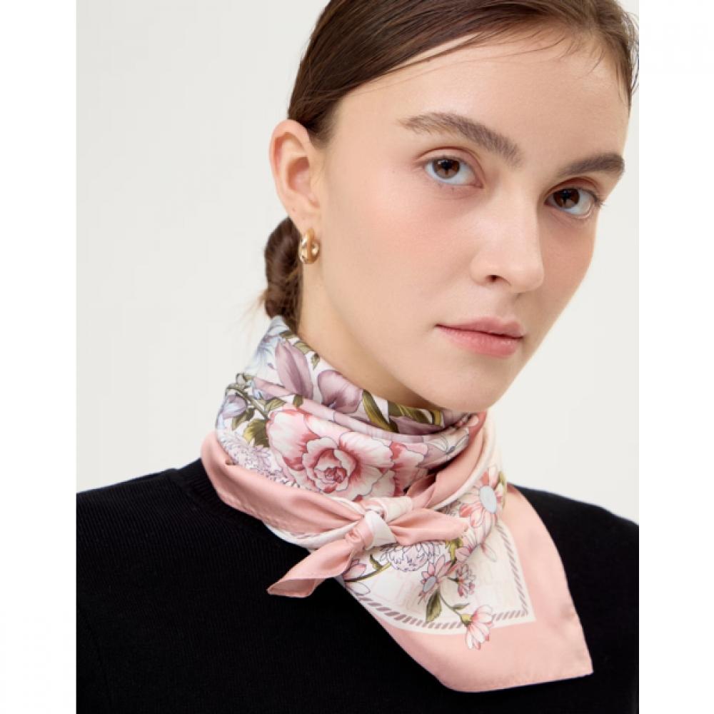 Daks Pink Flower Pattern Silk Scarf Dcsc6f322p2 Single option