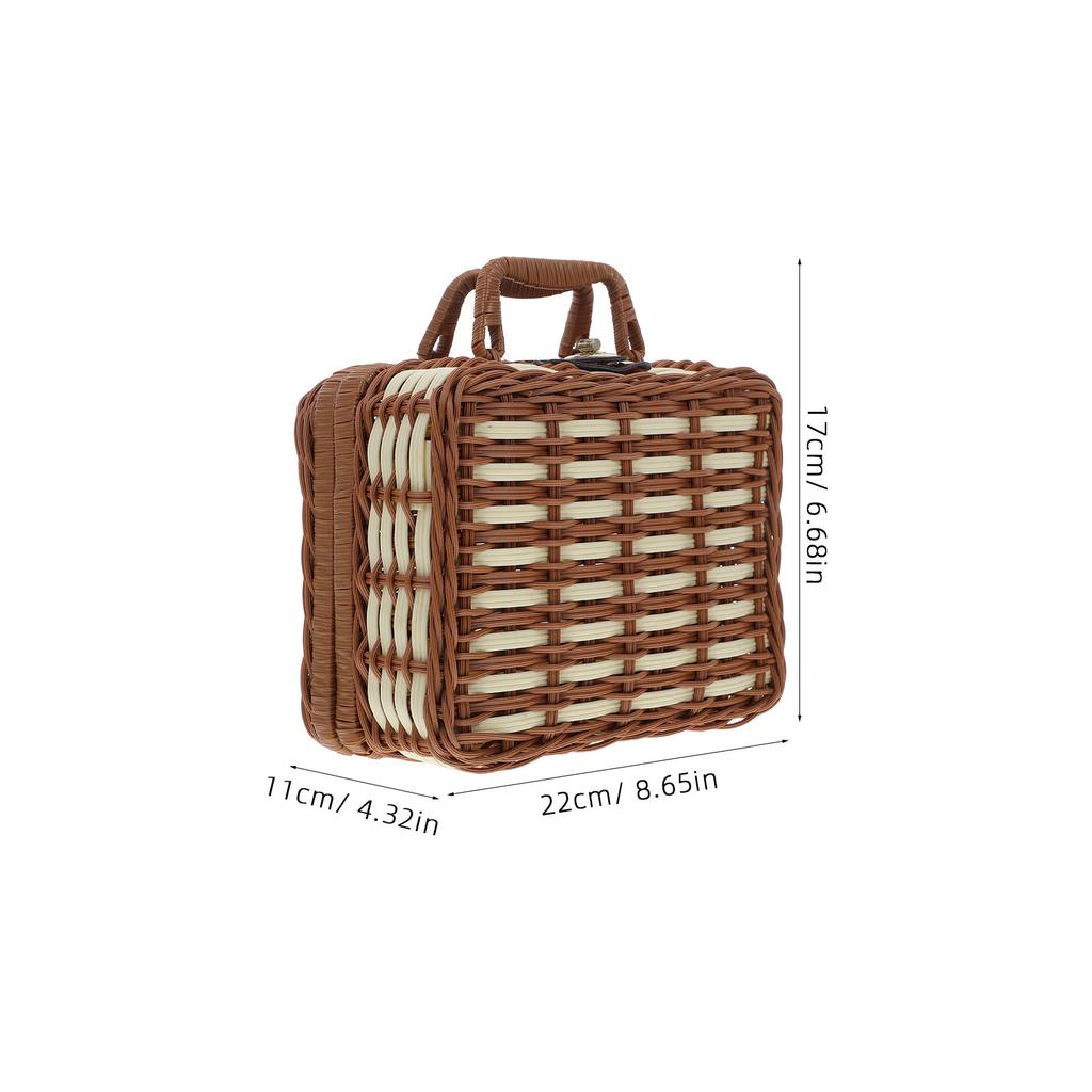 Vintage Suitcase Large Capacity Woven Basket For Home Decor Picnic Travel Sundries Storage Picnic Suitcase Box