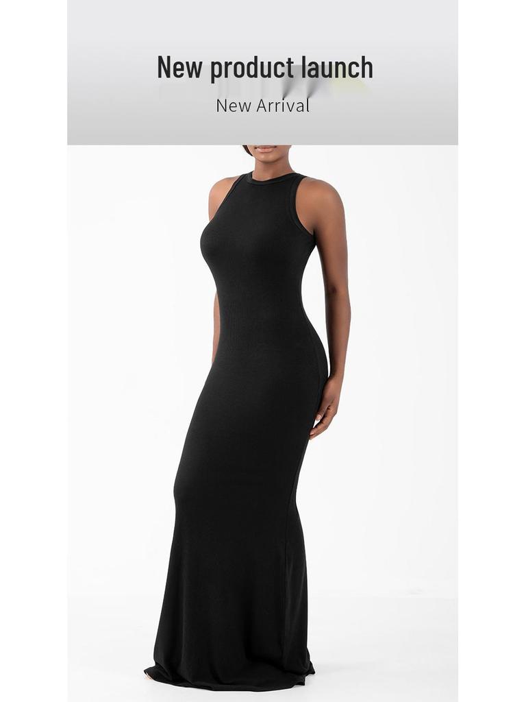 Europejska i Amerykańska Bezrękawnikowa Seksowna Sukienka Maxi Bodycon Slim-Fit
