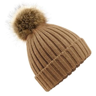 Chunky Faux Fur Pom Pom Beanie