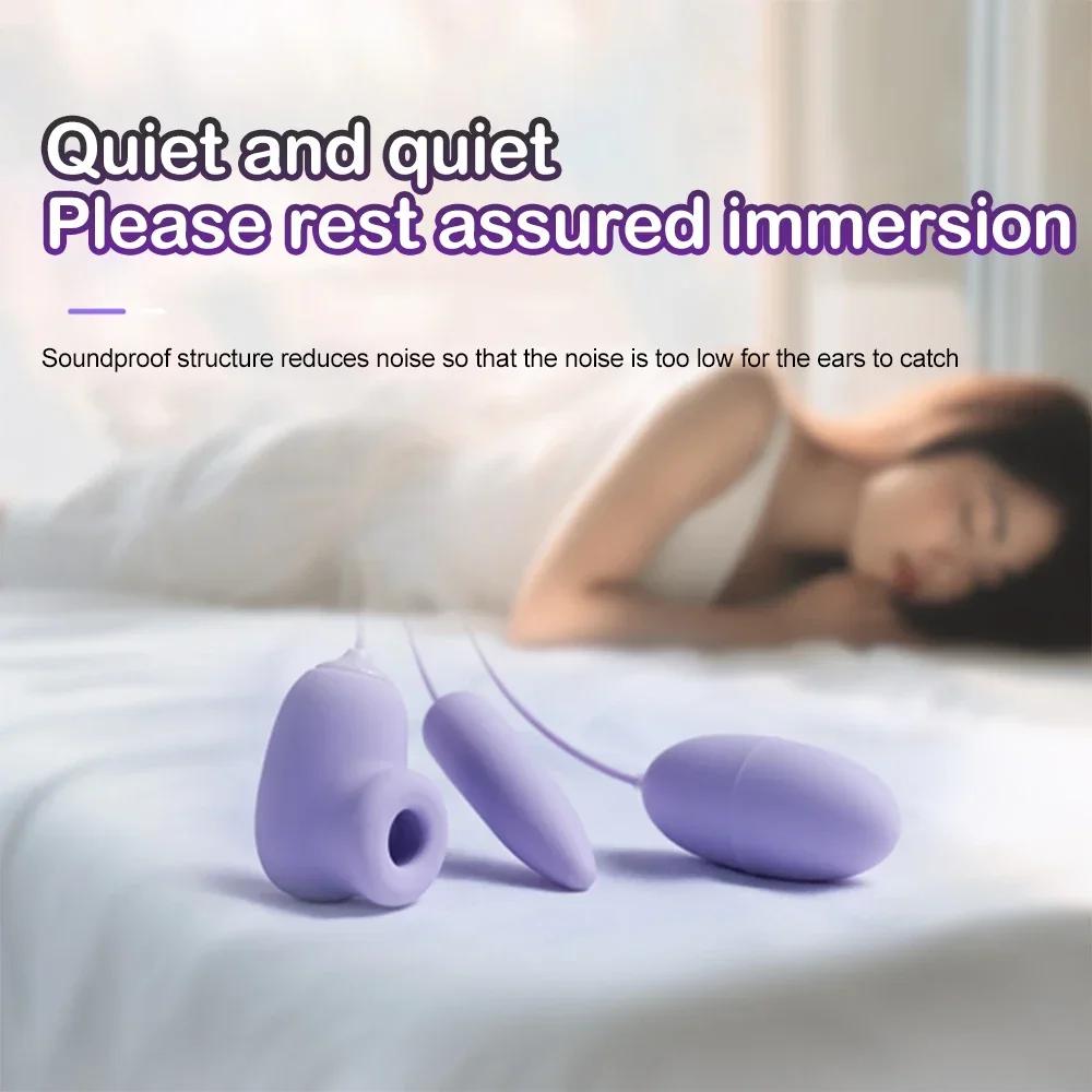 2 IN 1 Vibrator Clitoral Sucking Stimulator Vibrating Egg Silicone Waterproof Vibrator Woman Sex Toy G Spot Adult Products
