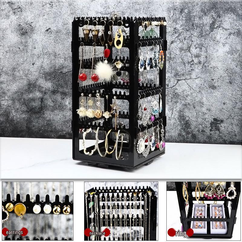 Multi-Layer Rotatable Jewelry Display Rack for Earrings, Necklaces, Rings, and Studs