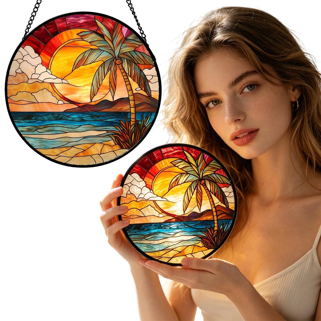 Stained Glass Window Hanging Puzzle Pendants Garden Kitchen Sunroom Home Décor