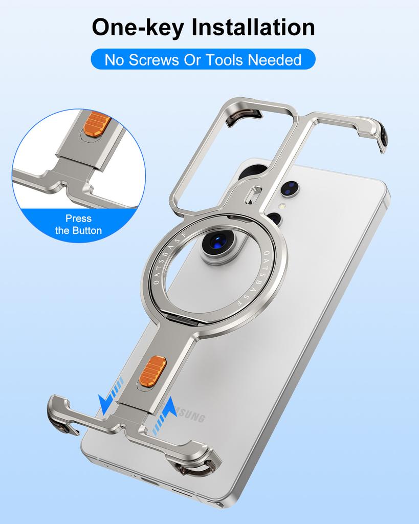 Eary pro pouzdro na telefon Samsung Galaxy S26 Ultra Kovové s 360° otočným magnetickým stojánkem Bezrámový kryt Ochrana displeje Nárazuvzdorné