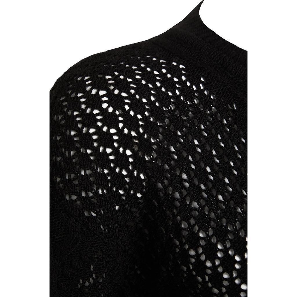 Navy Blue Openwork Knitwear Sweater Tctaw22ak0089