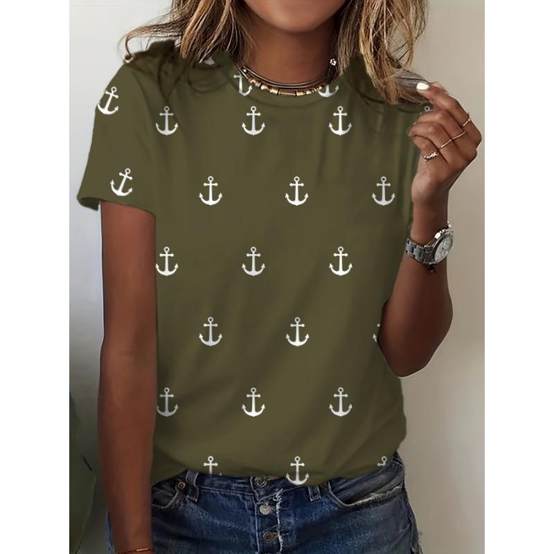 Summer Harajuku Inverted Hook Printed Women's Commuting Elegant Short Sleeves T-Shirts Women’s