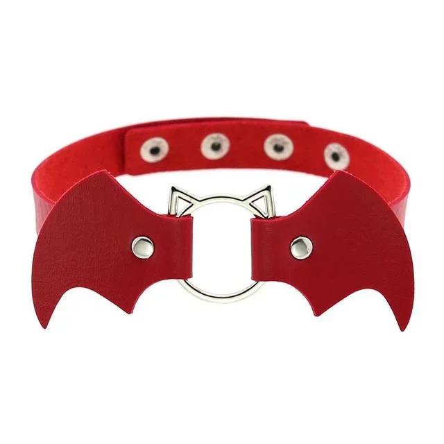 Fashion Simple Vintage Punk Gothic Harajuku Black White PU Leather Bat Choker Necklace for Women Statement Necklaces Jewelry
