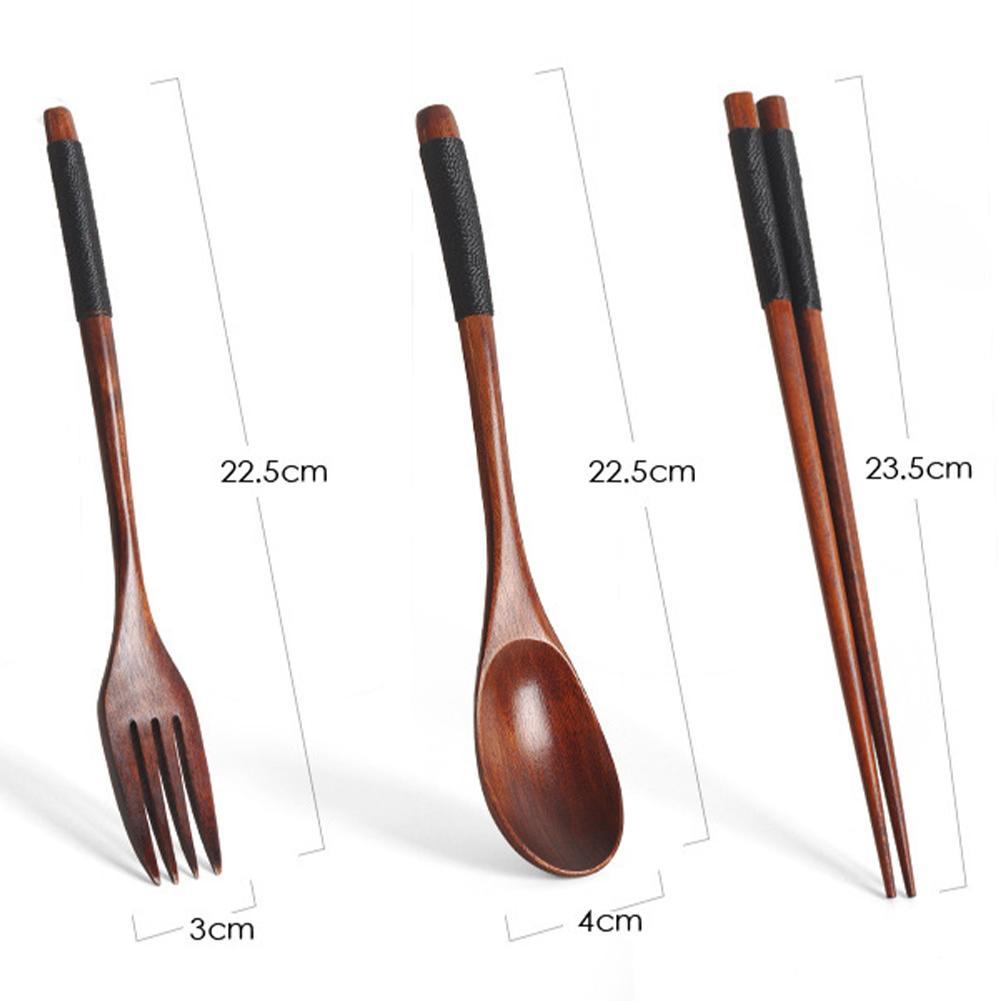 Spoon Fork Chopsticks Portable Cutlery Set Wooden Tableware Set Travel Eco-friendly Household Kitchen Dinnerware Set