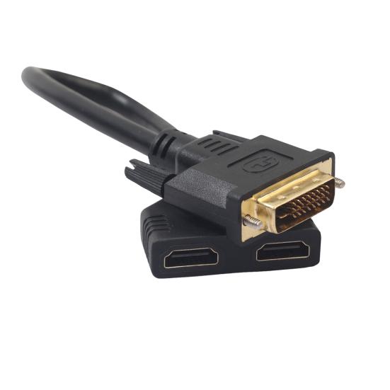Dual HDMI-compatible Female 24+1 Male Adapter to DVI Cable Bi-Directional Converter Wire