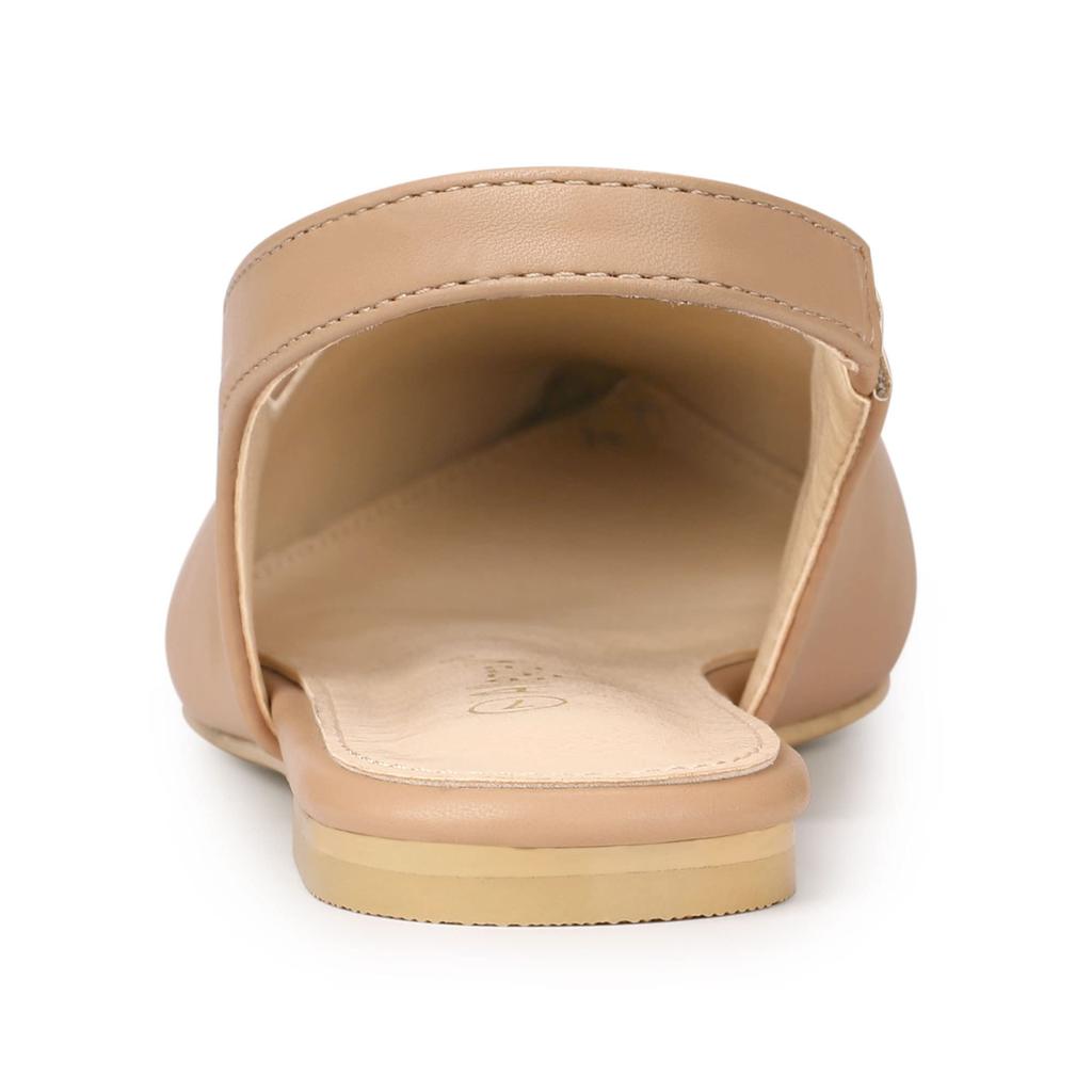 Allegra K Women's Nude Pointed Toe Slingback Flat Pumps, Size 26.0 Cm