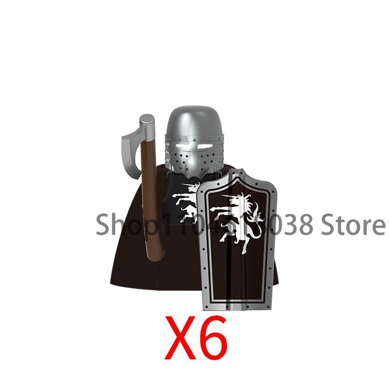 Medieval Castle Soldier Action Figures Building Block Empire Templars Lancer Warrior Militia Helmet Shield Sword Bow Toy Gifts